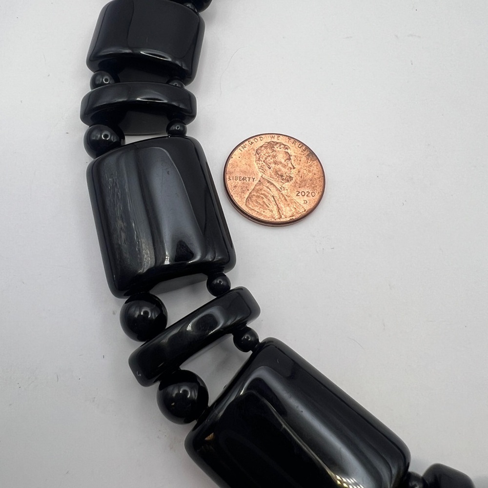 Monet Runway Couture Jet Black Lucite Choker necklace Vintage - Picture 6 of 10